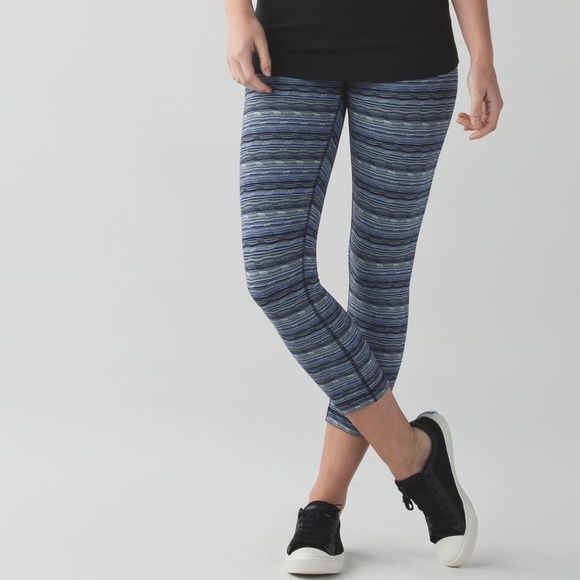 Lululemon Wunder Under Crop Tight Space Dye Blue *Hi-Rise - Picture 1 of 12